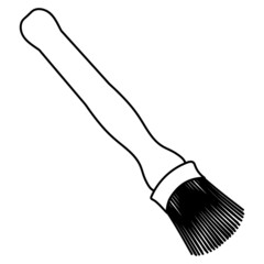 Freehand sketchy line art of brush silhouette. Construction and finishing tool. Isolated vector illustration.