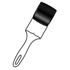 Freehand sketchy line art of brush silhouette. Construction and finishing tool. Isolated vector illustration.
