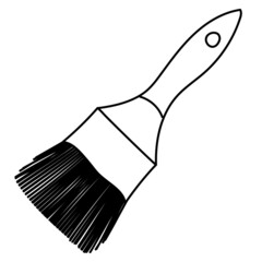Freehand sketchy line art of brush silhouette. Construction and finishing tool. Isolated vector illustration.