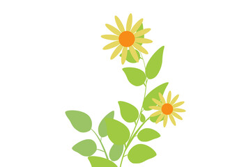 Spring blooming leaves and flowers illustration, with bright elegant green color looks fresh with blooming flowers