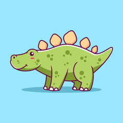 Cute Dinosaur Cartoon Icon Illustration. Animal Flat Cartoon Style