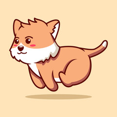 Cute Cat Running Cartoon Icon Illustration. Animal Flat Cartoon Style