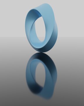 3d render of a blue mobius strip on a shiny surface