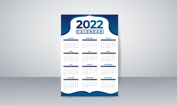 Corporate wall calendar design template 2022. Week Start from Sunday. Vector illustration