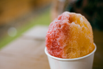 Refreshing shaved ice on a hot summer day