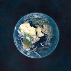 Dark futuristic image of planet earth in outer space.Close-up.Elements of this image are furnished by NASA.3D rendering.