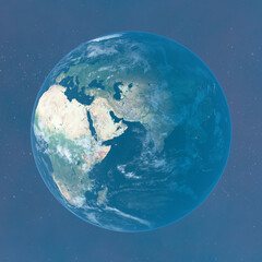 Light futuristic image of the planet Earth in outer space.Dark futuristic image of planet earth in outer space.Close-up.Elements of this image are furnished by NASA.3D rendering. 