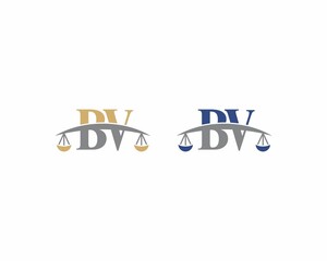 Letters BV Logo With Scale of Justice Logo Icon 001