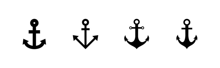 Anchor icons set. Anchor sign and symbol. Anchor marine icon.