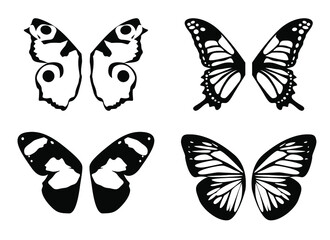 Set Butterfly Wings. Vector Illustration.