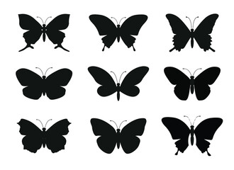 Set Butterfly icons. Vector Illustration.
