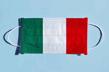Italy flag on medical face mask