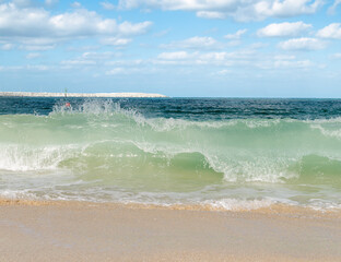 wave on the sandy beach of the sea