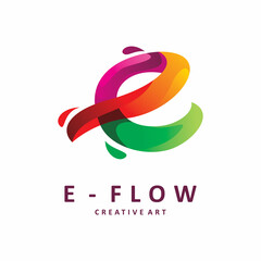 Fototapeta premium full color initial e letter logo design