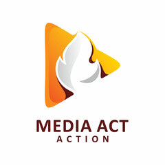 triangle play media fire flame logo design