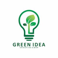 green nature light bulb tree leaf logo design