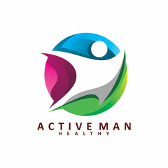 Fototapeta premium full color active people logo design