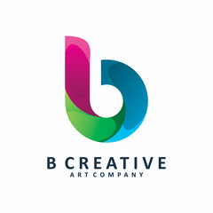 full color initial b letter logo design