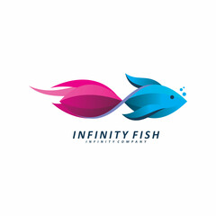 infinity fish color shape logo design