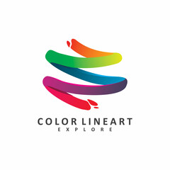 full color brush stroke art paint logo design