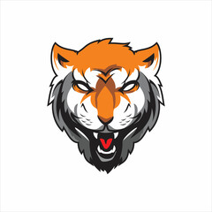 scary angry lion head mascot logo design