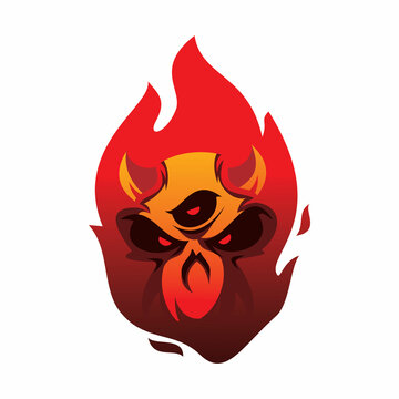 demon devil fire head logo design
