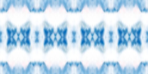 Geometric indigo blue ombre tie dye batik stripe border pattern. Seamless shibori space dyed striped effect fashion trim edging. Washed out boho beach wear ribbon endless tape.