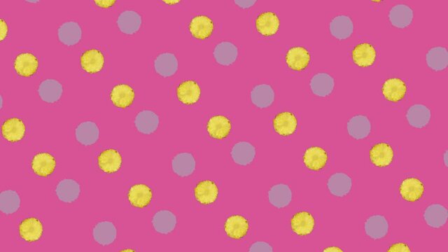 Colorful fruit pattern of fresh pineapple on pink background. Seamless pattern with pineapple sliced. Realistic animation. 4K video motion