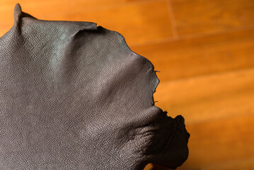 A close-up of tanned deer leather.