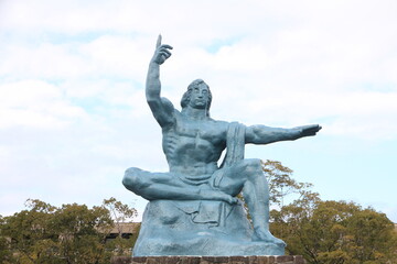 Fototapeta na wymiar Memorial Statue in Nagasaki Peace Park, Japan