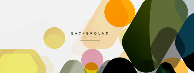 Color bubbles and rounded geometric shapes on white. Vector geometric minimal abstract background for wallpaper, banner, background, landing page