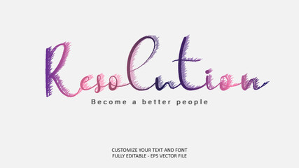 Fototapeta na wymiar Resolution New Year Hope Vision Pink Scribble Editable Text Effect