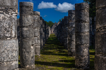 Columns temple of warriors Chichen-Itza, Mexico