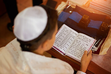 Reading from the Torah during a Bar Mitzvah ritual.