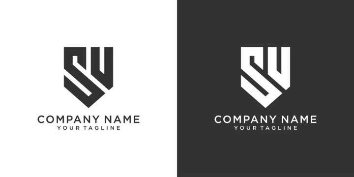 SV or VS initial letter logo design vector.
