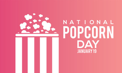 January 19 - National Popcorn Day. Design for banner, poster, tshirt, card. - obrazy, fototapety, plakaty