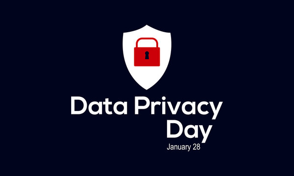 January 28 - Data Privacy day. Vector template for banner, poster, tshirt, card.