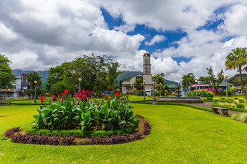 Parque Central square in La Fortuna village, Costa Rica