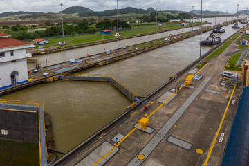 Fototapeta premium Miraflores Locks at Panama Canal - Panama City, Panama