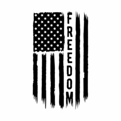 American Flag vector illustration, US Flag with text "Freedom" design vector illustration
