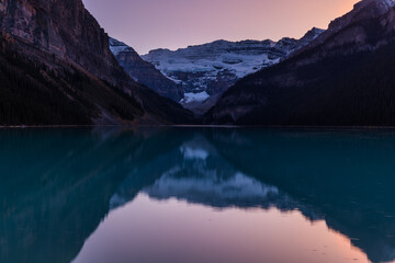 Fototapeta na wymiar Sunrise Scene in the Canadian Rockies at Lake Louise Banff Canada