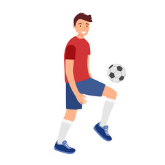 Soccer or football player in flat design on white background. Football athlete concept.