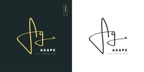 A and G Initial Logo Design with Handwriting Style. AG Signature Logo or Symbol for Business Identity