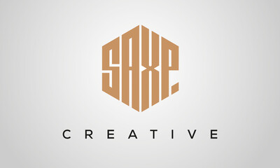 creative polygon SAXP letters logo design, vector template