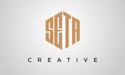 creative polygon SETA letters logo design, vector template