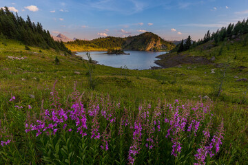 Rock Isle Lake, Sunshine Meadows, Banff National Park, AB & Mount Assiniboine Provincial Park, BC,...