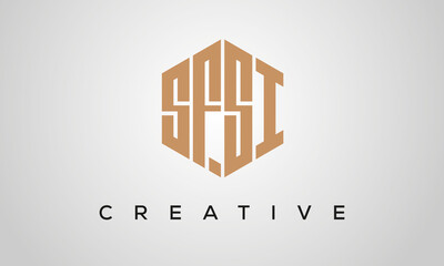 creative polygon SFSI letters logo design, vector template