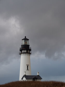 Oregon Coast's Yaquina Head Lighthouse with Storm Clouds Overhead