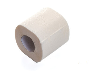 toilet paper roll on isolated white background, copy space