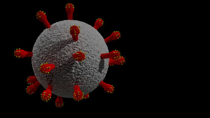 covid coronavirus covid-19 one isolated virus - 3d rendering